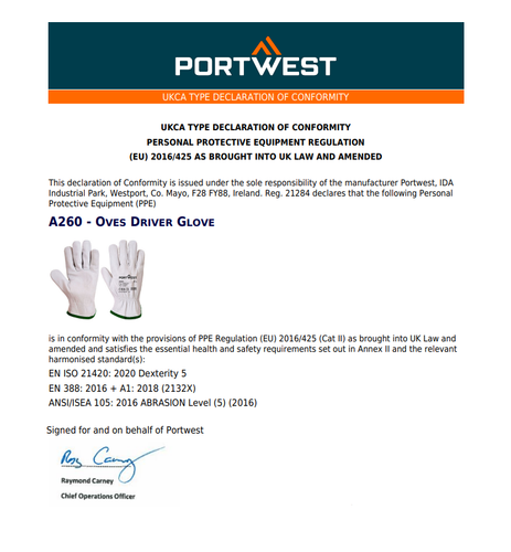 PORTWEST Classic Leather Oves Driver Glove Lorry Truck Work Driving Gloves A260 - Picture 6 of 10