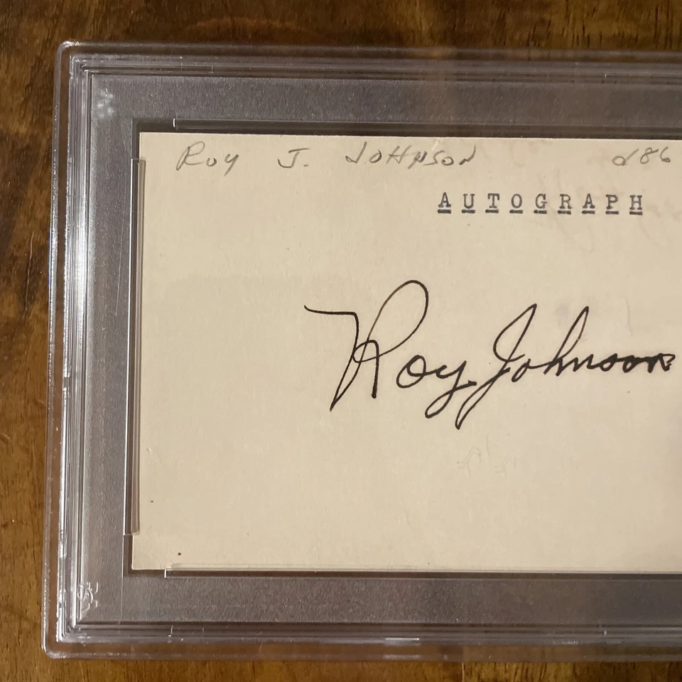 RARE PSA/DNA Roy Johnson Autographed 3 x 5 Index Card MLB PSA - Image 2 of 4