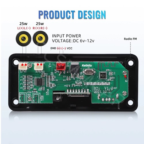 Amplifier Bluetooth 5.0 MP3 Player Decoder Board 12V Car FM Speaker Module 2x25W - Picture 12 of 15