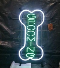 Grooming Dog Bone Neon Light Sign 20" Lamp Glass Collection Decor Gift UX