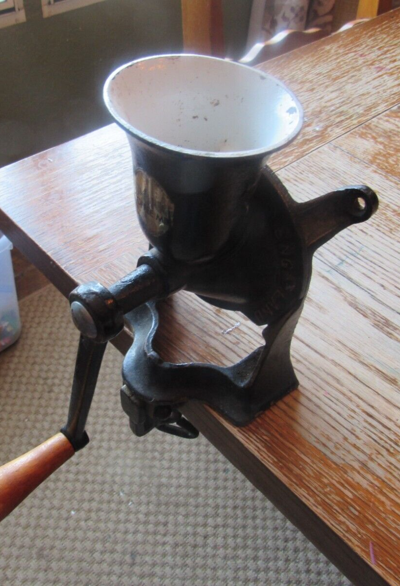 Vintage Spong Coffee Grinder/ Mill, Cast Iron Wall Mounted Hand Crank