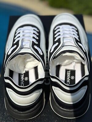 New Men's Chanel Sneakers Size 44 US 11 - Black White New Men's Chanel Sneakers Size 44 US 11 - Black White