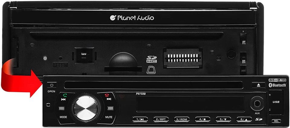 Planet Audio P9759B 7" Motorized Touchscreen Single DIN B/T DVD/MP3 Car Monitor  - Image 4 of 4