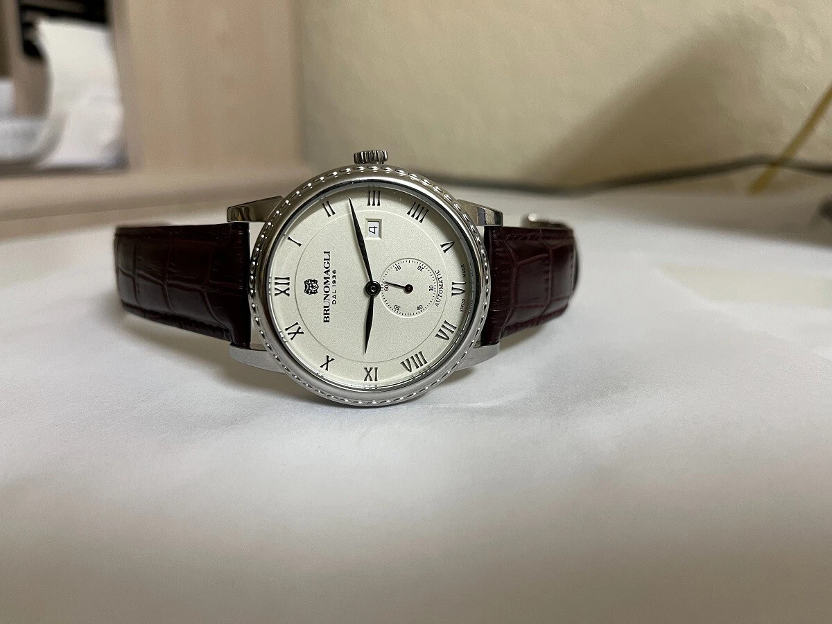 Bruno Magli Black Leather Strap White Dial Swiss Women’s Ladies Watch women bruno magli Watch swiss movements Genuine italian  main image 2