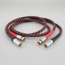 Pair Oxygen-Free Copper Silver Plated Wire HiFi Audio Amp Interconnect RCA Cable