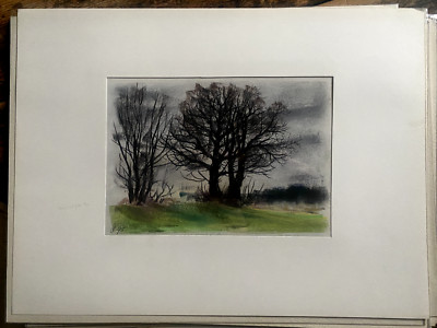 FRANZ EHMKE 1928-2018 GDR PAINTER °BERLIN PASTEL ° TREE ON THE EDGE OF THE FIELD MEADOW SIGNED