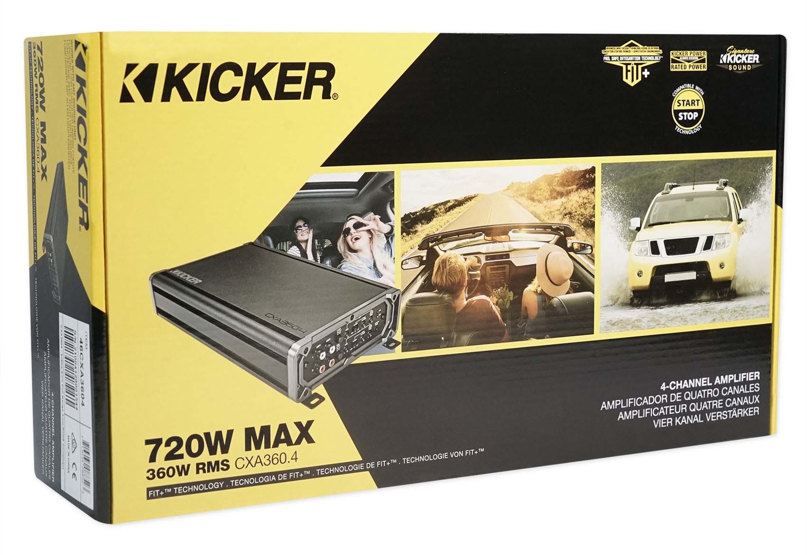 KICKER 46CXA3604T CXA3604 360 Вт RMS 4-канальный автомобильный аудиоусилитель класса AB