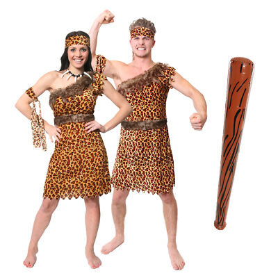 ERWACHSENE HÖHLENMENSCH KOSTÜM HERREN DAMEN FRAUEN HÖHLE KOSTÜM PRÄHISTORISCHES OUTFIT PAKET