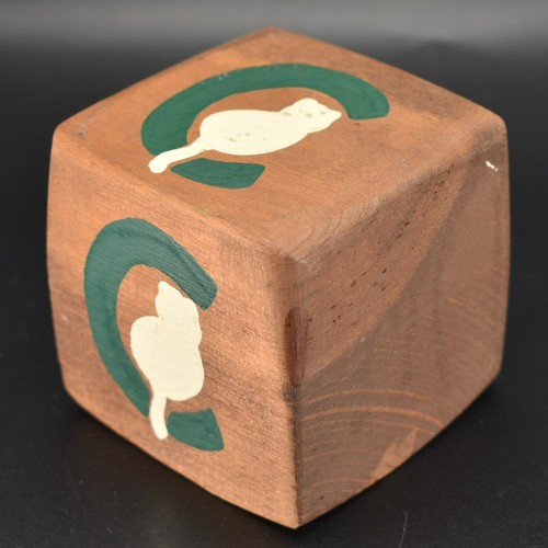 Folk Art Cat Wood Alphabet Block - Large Handpainted Primitive Rustic - Picture 12 of 12