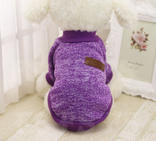 CUTE PET DOG WARM JUMPER SWEATER CLOTHES PUPPY CAT KNITWEAR KNITTED COAT WINTER - Picture 2 of 23