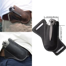 Black Saddle Belt Sheath For folding Pocket Knife Slots Opening Trapper Brown