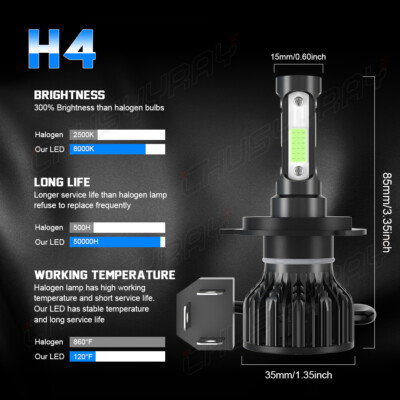 Headlight H4 HB2 9003 Ice blue 8K LED Kit 6000W 1000000LM Hi/Lo