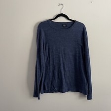 J.Crew Men M Blue Long Sleeve Lightweight Cotton Crewneck Pullover Sweater