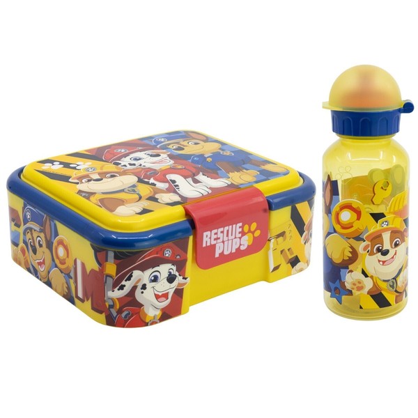Paw Patrol Chase Rubble 2 Tlg Kinder Set Xl Brotdose Trinkflasche 370 Ml-image