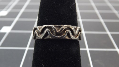 Anello fascia vintage in argento sterling con motivo a vortice 2,9 grammi misura 5 - Foto 1 di 3