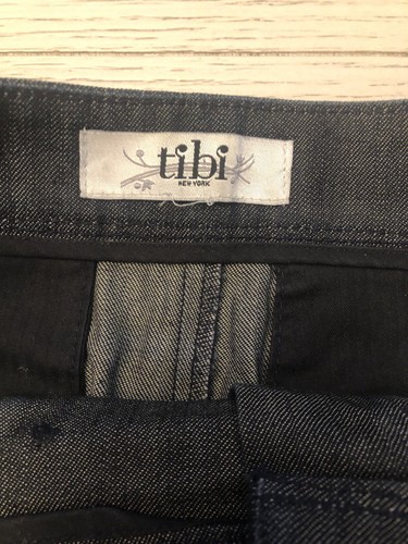 Tibi Pencil Skirt Sz 2 Charcoal Gray Denim Front Button Accent - Picture 3 of 5