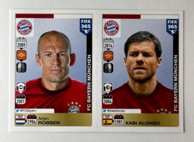 Arjen ROBBEN XABI ALONSO Bayern Munich Panini FIFA 365 2016 N.485-486