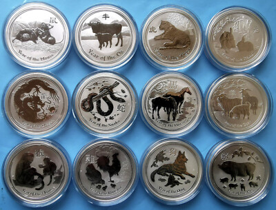 1oz Lunar II 2008 - 2019 Maus Ochse Tiger Hase Drache Schlange Pferd Ziege Affe 