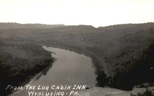 The Log Cabin View Inn Hotels River Wyalusing PA Real Photo RPPC Postcard