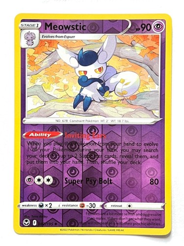 Meowstic 082/195  - REVERSE HOLO - Silver Tempest - Pokemon - NM/M