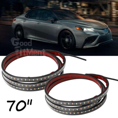 70'' Running Board LED Light Side Step Amber White Strip Signals For Toyota Camry