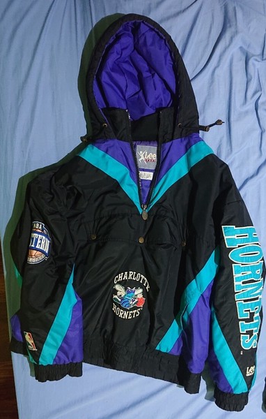 Ultra Rare Lee Sport Vintage Vtg Charlotte Hornets Pullover Parka Jacket Size XL