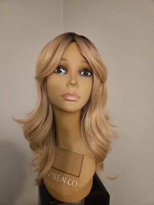 WOMEN'S 20'' CUTE MIXED BLONDE BANGS WAVY HAIR WIG LAYERED 