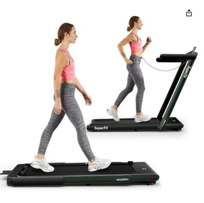 Goplus Folding Treadmill, Superfit Under Desk/Bluetooth/App Control 