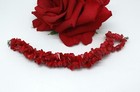 Sterling Silver 3 Strand Dyed Coral Beaded Bracelet Cat Rescue