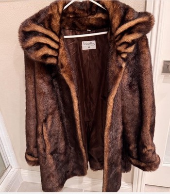 Vintage 90 s Pamela McCoy Faux Fur Couture Jacket Size XL