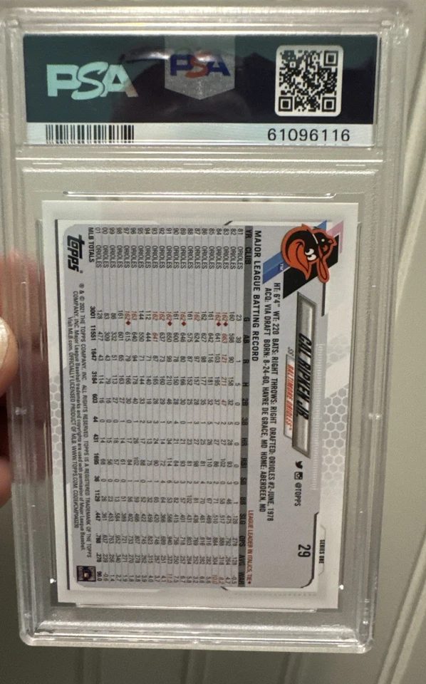 2021 Topps Cal Ripken Jr. SP #29 Legend Variation PSA 10 (Pop 3) - Image 2 of 2
