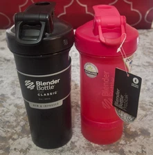 Blender Bottle ProStak Pink & Blender Bottle Classic 28 oz Black Shaker Mixer