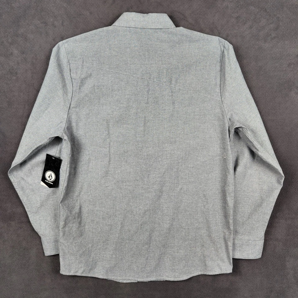 Camisa Volcom Oxford Para Hombre XL Gris Calce Moderno Manga Larga Abotonada Informal NUEVA Foto 2 de 4