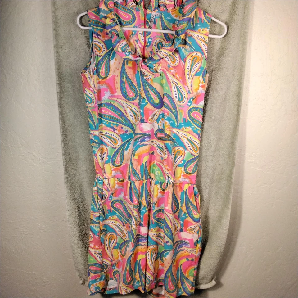 Mameluco Lulu B Mujer Pequeño Multicolor Paisley Volantes Cuello Cremallera Bolsillos Elástico Foto 2 de 4