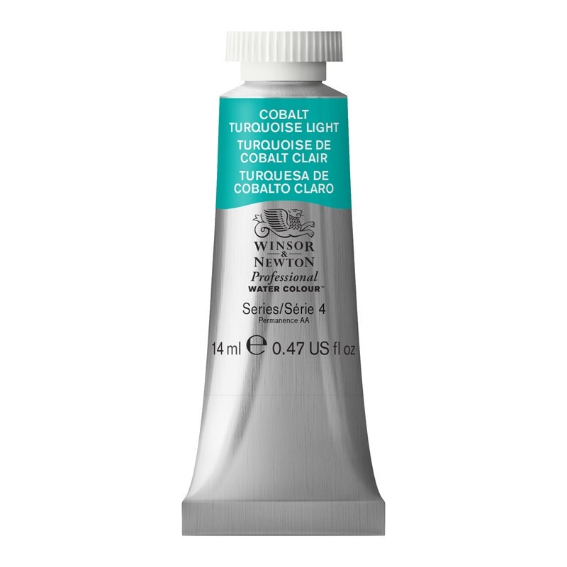 Aquarelle professionnelle Turquoise de Cobalt Clair 14ml haute résistance lumière