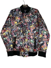 UNK NBA All Teams Logo Bomber Jacket Men’s Size Large Full Print, Rare,Colorfull