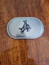 Vintage Cowboy Bronco Silver Metal Belt Buckle