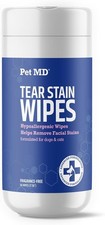 Pet MD Tear Stain Remover Wipes for Dogs Cats 60 Count