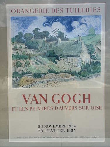 VAN GOGH RARE 1954 MOURLOT LITHOGRAPH PRINT FRAMED EXHBT POSTER "COTTAGES" 1890 - Picture 2 of 10