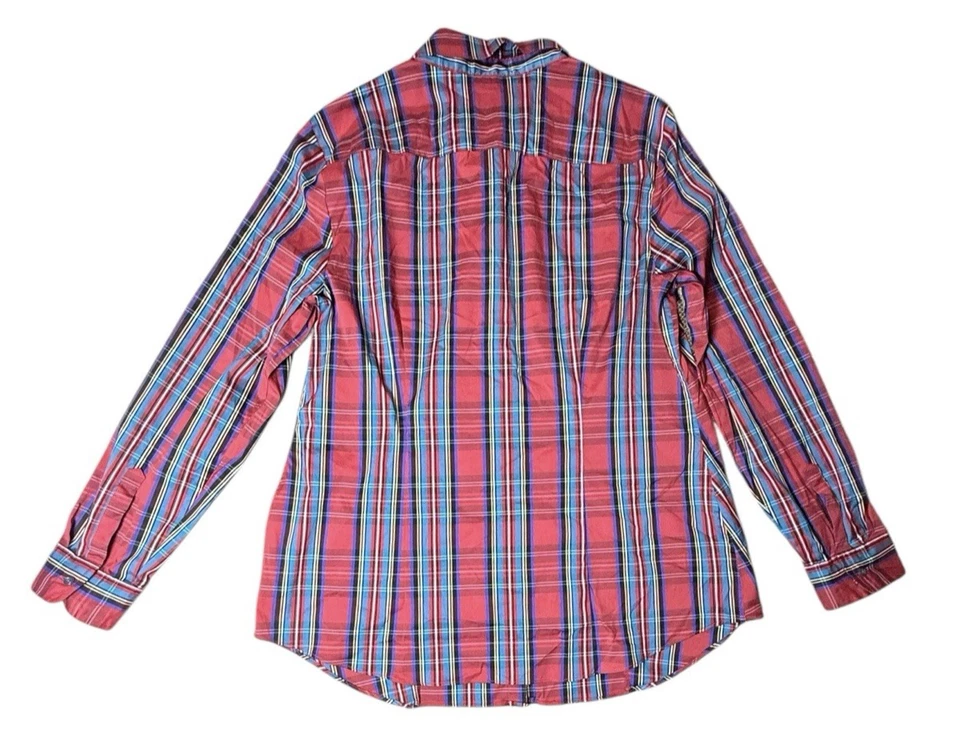 Camisa a Cuadros Charter Club Estrás Tartán 16 Botones Rojos Vacaciones de Navidad Foto 3 de 4