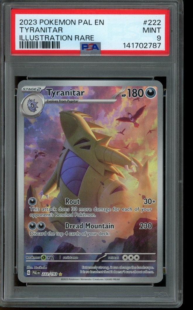 PSA 9 MINT Pokemon Tyranitar Paldea Evolved Illustration Rare 222/193