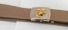 USMC Solid Brass Web Belt, with Eagle Globe  Anchor, Denmark N.Y. Mil . 50" Tot