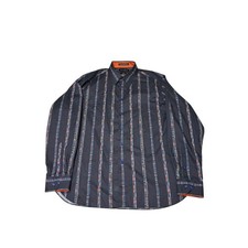 Paul Fredrick Mens Classic Fit Long Sleeve Button Down Shirt Black Pattern L