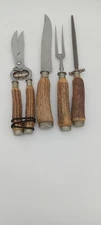 Vintage Stag Handle Limited Edition Wusthof Solingen Carving Set 4-Piec Set