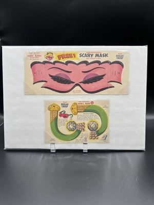 vintage Post Sugar Crisp 3-D SCARY MASK punch-out #1 - mounted & boarded