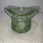 Vintage Fenton Art Glass Daisy &Button Top Hat Light Green Glass