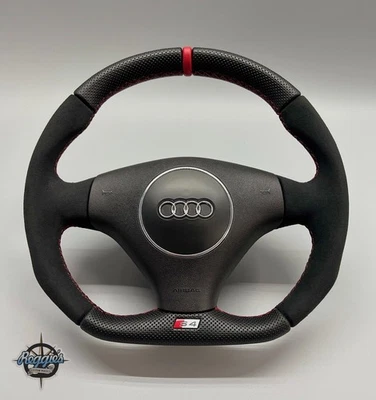 2001-2004 Audi A4 S4 B6 Lenkrad neu bezogen! Modifizierter, flacher Boden - Bild 1 von 4