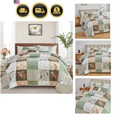 Patchwork Quilt Set Twin Size Floral Bedding Microfiber Summer Bedspread Cove...