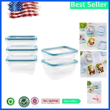 3-Cup Airtight Plastic Food Storage Set - 5-Pack Leakproof Tupperware Containers