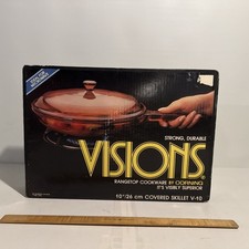 Vintage Corning Visions Cookware V-10 Rangetop 10" Skillet W/Lid Sealed/New
